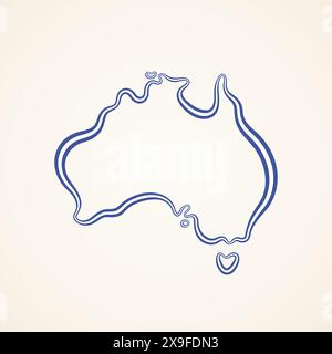 Gliederungskarte von Australien, gekennzeichnet mit Farbband in der Flagge. Stock Vektor