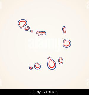 Umrisskarte von Cabo Verde, markiert mit Farbband von der Flagge. Stock Vektor