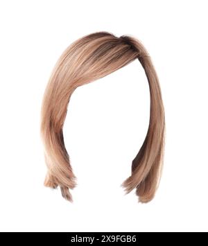 Schöne weibliche Frisur mit blondem Haar isoliert auf weiß Stockfoto