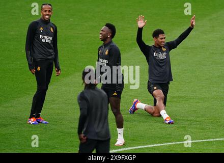 Jude Bellingham (rechts) von Real Madrid während eines Trainings im Wembley Stadium in London vor dem Champions-League-Finale am Samstag, 1. Juni. Bilddatum: Freitag, 31. Mai 2024. Stockfoto