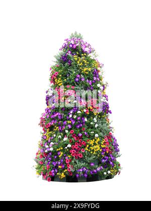 Künstlicher Baum aus Petunienblüten isoliert auf weißem Hintergrund Stockfoto