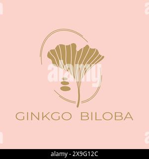 Ginkgo Biloba-Logo. Vektorabbildung Stock Vektor