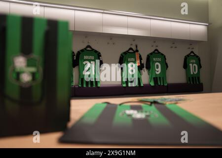 Florenz, Italien. 31. Mai 2024. Umkleideraum von Sassuolo während des Finales der italienischen Fußballmeisterschaft Primavera Tim Cup 2023/2024 zwischen Sassuolo und Roma im Viola Park, Firenze, Norditalien, Freitag, 31. Mai 2024. Sport - Fußball - (Foto Massimo Paolone/LaPresse) Credit: LaPresse/Alamy Live News Stockfoto