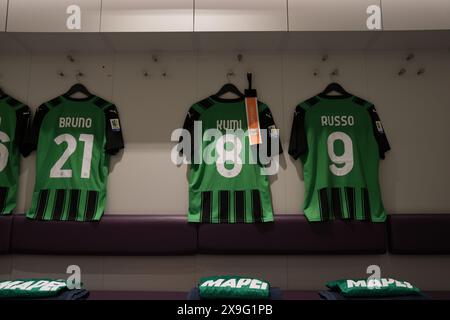 Florenz, Italien. 31. Mai 2024. Umkleideraum von Sassuolo während des Finales der italienischen Fußballmeisterschaft Primavera Tim Cup 2023/2024 zwischen Sassuolo und Roma im Viola Park, Firenze, Norditalien, Freitag, 31. Mai 2024. Sport - Fußball - (Foto Massimo Paolone/LaPresse) Credit: LaPresse/Alamy Live News Stockfoto