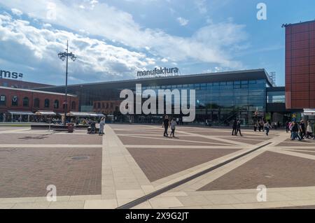 Lodz, Polen - 14. April 2024: Manufaktura in Lodz. Stockfoto