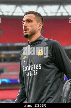 London, Großbritannien. 31. Mai 2024. Joselu (14) von Real Madrid, der während des letzten Trainings vor dem Finale der UEFA Champions League 2024 zwischen Borussia Dortmund und Real Madrid in Wembley in London zu sehen war. (Foto: Gonzales Photo/Alamy Live News Stockfoto