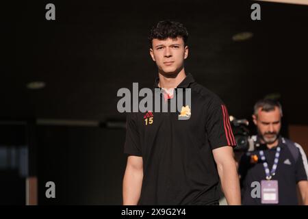 Florenz, Italien. 31. Mai 2024. Die Ankunft der Roma-Spieler während des Finales der italienischen Fußballmeisterschaft Primavera Tim Cup 2023/2024 zwischen Sassuolo und Roma im Viola Park, Firenze, Norditalien, Freitag, 31. Mai 2024. Sport - Fußball - (Foto Massimo Paolone/LaPresse) Credit: LaPresse/Alamy Live News Stockfoto