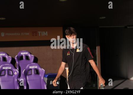 Florenz, Italien. 31. Mai 2024. Die Ankunft der Roma-Spieler während des Finales der italienischen Fußballmeisterschaft Primavera Tim Cup 2023/2024 zwischen Sassuolo und Roma im Viola Park, Firenze, Norditalien, Freitag, 31. Mai 2024. Sport - Fußball - (Foto Massimo Paolone/LaPresse) Credit: LaPresse/Alamy Live News Stockfoto