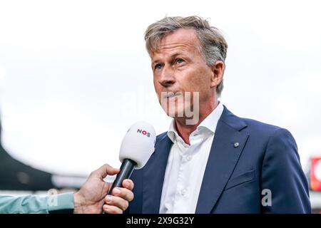 Rotterdam, Deutschland. 31. Mai 2024. ROTTERDAM, DEUTSCHLAND - MAI 31: Cheftrainer Andries Jonker aus den Niederlanden gibt ein Interview während des Qualifikationsspiels zur UEFA-EM 2025 der Frauen zwischen den Niederlanden und Finnland am 31. Mai 2024 im Sparta-Stadion in Rotterdam. (Foto von Joris Verwijst/Orange Pictures) Credit: Orange Pics BV/Alamy Live News Stockfoto
