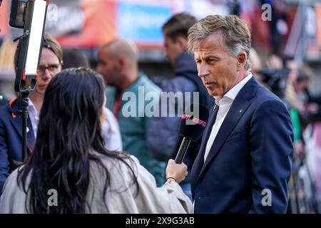 Rotterdam, Deutschland. 31. Mai 2024. ROTTERDAM, DEUTSCHLAND - MAI 31: Cheftrainer Andries Jonker aus den Niederlanden gibt ein Interview während des Qualifikationsspiels zur UEFA-EM 2025 der Frauen zwischen den Niederlanden und Finnland am 31. Mai 2024 im Sparta-Stadion in Rotterdam. (Foto von Joris Verwijst/Orange Pictures) Credit: Orange Pics BV/Alamy Live News Stockfoto