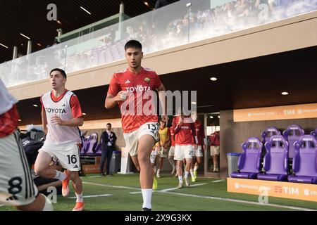 Florenz, Italien. 31. Mai 2024. Das Aufwärmen der Roma während der italienischen Fußballmeisterschaft Primavera Tim Cup 2023/2024 zwischen Sassuolo und Roma im Viola Park, Firenze, Norditalien, Freitag, 31. Mai 2024. Sport - Fußball - (Foto Massimo Paolone/LaPresse) Credit: LaPresse/Alamy Live News Stockfoto