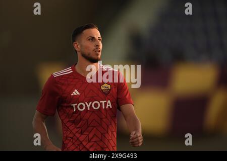 Florenz, Italien. 31. Mai 2024. Das Aufwärmen der Roma während der italienischen Fußballmeisterschaft Primavera Tim Cup 2023/2024 zwischen Sassuolo und Roma im Viola Park, Firenze, Norditalien, Freitag, 31. Mai 2024. Sport - Fußball - (Foto Massimo Paolone/LaPresse) Credit: LaPresse/Alamy Live News Stockfoto