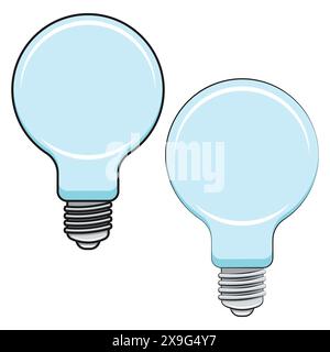 Satz von farbigen Abbildungen, Glühlampe. Isolierte Vektorobjekte auf weißem Hintergrund. Stock Vektor