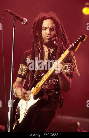 US-amerikanischer Rockstar Lenny Kravitz trat 1986 in London auf Stockfoto