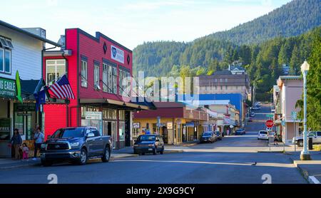 Hauptstraße in Ketchikan, Alaska Stockfoto