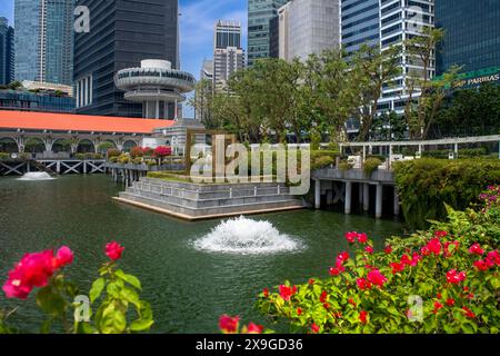 CBD-Gebäude vom Clifford Square, Marina Bay, Central Business District CBD-Gebäude auf Singapore Island (Pulau Ujong), Singapur. Stockfoto