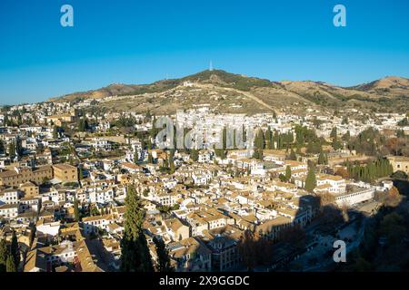 Granada, Spanien. Luftaufnahme der Stadt von der Alhambra. Stockfoto