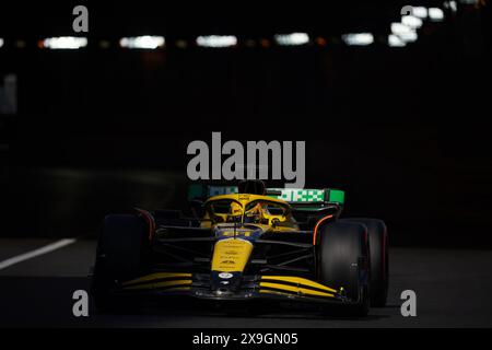 Montecarlo, Monaco. Mai 2024. Oscar Piastri aus Australien fuhr das (81) McLaren F1 Team MCL38 Mercedes während des GP Monaco, Formel 1, auf dem Circuit de Monaco. Quelle: Alessio Morgese/Alessio Morgese/Emage/Alamy Live News Stockfoto