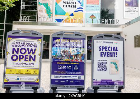 Miami Beach Florida, Lummus Park, Ocean Drive, Art déco-Wochenende, Feier Straßenmesse jährliches Event, Art Deco Welcome Center Center, Außeneingang Stockfoto