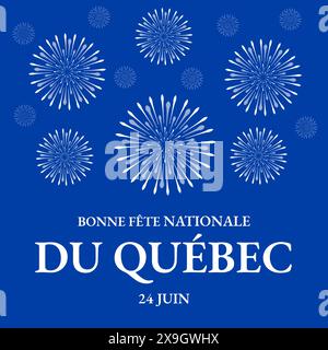 Frohes Quebecer Tag Typografie-Poster in französischer Sprache. Kanadischer Nationalfeiertag, Saint Jean Baptist Day am 24. Juni. Vektorvorlage für Banner, Grußkarte, Stock Vektor