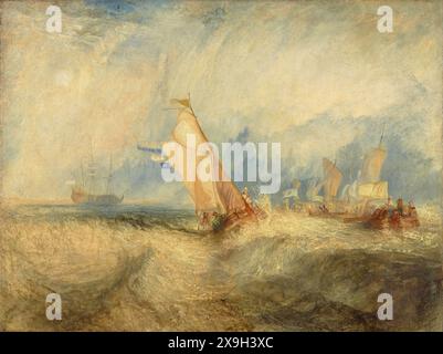 Van Tromp, der seinen Meistern gefallen will, schickt ein Meer und bekommt eine gute Benetzung durch den britischen Künstler Joseph Mallord William Turner über 1844 Kunstwerke aus Öl auf Leinwand Stockfoto