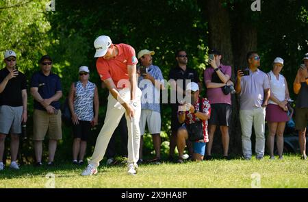 Toronto, Ontario, Kanada. 31. Mai 2024. Titelverteidiger NICK TAYLOR aus Kanada trifft in der zweiten Runde der RBC Canadian Open 2024 im Hamilton Golf and Country Club. Taylor beendete die Runde mit einer 71 ( 1), um den Schnitt zu verpassen. (Kreditbild: © Jeff Vogan/ZUMA Press Wire) NUR REDAKTIONELLE VERWENDUNG! Nicht für kommerzielle ZWECKE! Stockfoto