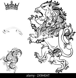 Heraldic Lion Pack Collection Set Illustration im Vektorformat Stock Vektor