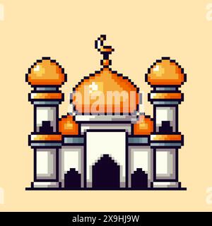 Vektor-Illustration des Moschee-Designs mit Pixel Art Design, perfekt für Spielelemente thematische Designs Stock Vektor