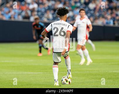 Rodrigues (26) von San Jose Earthquake kontrolliert den Ball während des regulären Spiels der MLS gegen NYCFC im Yankee-Stadion in New York am 31. Mai 2024. NYCFC gewann mit 5:1 Stockfoto