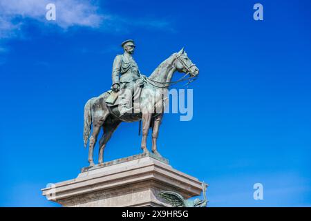 Sofia, Bulgarien. Mai 2024. Die Reiterstatue des russischen Kaisers Alexander II., Denkmal für den Befreier des Zaren von Arnaldo Zocchi wurde 1903 beendet Stockfoto