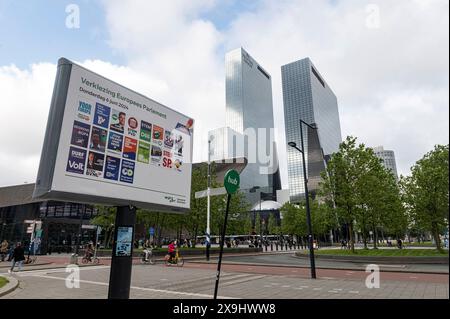 Rotterdam Niederlande 31. Mai 2024 Wahlplakate für die teilnehmenden Parteien an den bevorstehenden Europawahlen, die in den Niederlanden am 6. Juni stattfinden werden. eu, verkiezingen, Wahlplakat, Stockfoto