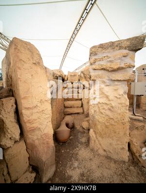 05.24.24. Malta, Tarxien. Der megalithische antike Tempel am Hagar Qim Komplex in Qrendi Malta Stockfoto