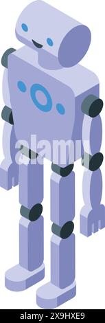 3D-Vektorgrafik eines futuristischen Roboters in isometrischer Perspektive, ideal für technische Konzepte Stock Vektor