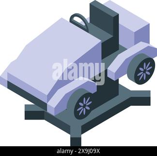 Kreative und farbenfrohe isometrische Cartoonabbildung in lila, perfekt für Transport- und Fahrzeuggrafik Stock Vektor