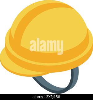 Gelbes Helmsymbol für Sicherheit, mit langlebiger und professioneller Schutzausrüstung für Arbeiter in der Bauindustrie, isolierte Vektor-isometrische Illustration Stock Vektor