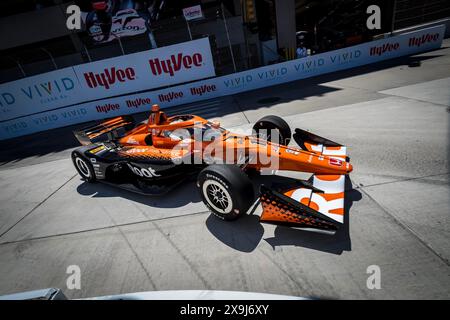 31. Mai 2024, Detroit, Mi, USA: Fahrer der NTT INDYCAR-SERIE, MARCUS ARMSTRONG (11) aus Christchurch, Neuseeland, übt für den Detroit Grand Prix auf den Straßen von Detroit in Detroit, MI. (Credit Image: © Walter G. Arce Sr./ASP via ZUMA Press Wire) NUR REDAKTIONELLE VERWENDUNG! Nicht für kommerzielle ZWECKE! Stockfoto