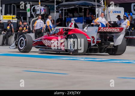 31. Mai 2024, Detroit, Mi, USA: Fahrer der NTT INDYCAR-SERIE, JOSEF NEWGARDEN (2) aus Nashville, Tennessee, übt für den Detroit Grand Prix auf den Straßen von Detroit in Detroit, MI. (Credit Image: © Walter G. Arce Sr./ASP via ZUMA Press Wire) NUR REDAKTIONELLE VERWENDUNG! Nicht für kommerzielle ZWECKE! Stockfoto