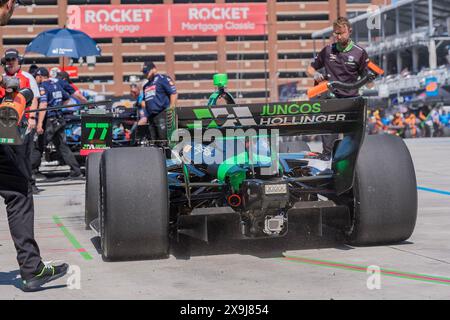 31. Mai 2024, Detroit, Mi, USA: Treiber der NTT INDYCAR-SERIE, ROMAIN GROSJEAN (77) aus Genf, Schweiz, Praxen für den Detroit Grand Prix auf den Straßen von Detroit in Detroit, MI. (Credit Image: © Walter G. Arce Sr./ASP via ZUMA Press Wire) NUR REDAKTIONELLE VERWENDUNG! Nicht für kommerzielle ZWECKE! Stockfoto