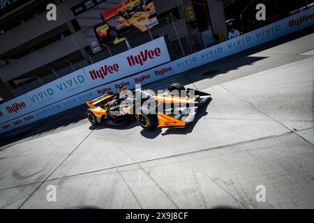 31. Mai 2024, Detroit, Mi, USA: Treiber der NTT INDYCAR-SERIE, PATO OWARD (5) aus Monterey, Mexiko, Praxen für den Detroit Grand Prix auf den Straßen von Detroit in Detroit, MI. (Foto: © Walter G. Arce Sr./ASP Via ZUMA Press Wire) NUR REDAKTIONELLE VERWENDUNG! Nicht für kommerzielle ZWECKE! Stockfoto