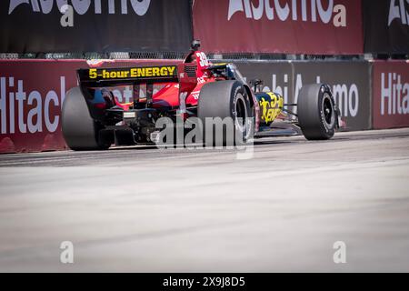 31. Mai 2024, Detroit, Mi, USA: Fahrer der NTT INDYCAR-SERIE, PIETRO FITTIPALDI (30) aus Miami, Florida, übt für den Detroit Grand Prix auf den Straßen von Detroit in Detroit, MI. (Foto: © Walter G. Arce Sr./ASP Via ZUMA Press Wire) NUR REDAKTIONELLE VERWENDUNG! Nicht für kommerzielle ZWECKE! Stockfoto