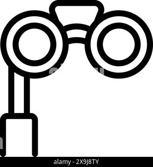 Einfache Strichgrafik-Symbol für Ferngläser in kräftigem Schwarz-weiß, isoliert auf weißem Hintergrund Stock Vektor