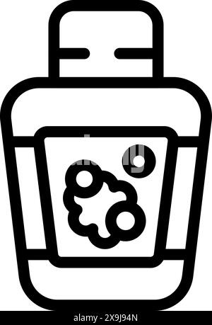 Sauberes Vektor-Symbol, das eine Flasche Handdesinfektionsmittel im Linienstil darstellt Stock Vektor