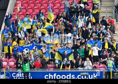 Llanelli, Wales. 31. Mai 2024. Während der Qualifikation zur UEFA Women's EURO 2025 zwischen Wales und der Ukraine im Parc y Scarlets in Llanelli, Wales, Großbritannien am 31. Mai 2024. Quelle: Duncan Thomas/Majestic Media/Alamy Live News. Stockfoto