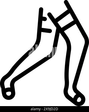 Vektorsymbol für vereinfachte menschliche Beine in Schwarz-weiß, ideal für Logos oder Anatomie-Apps Stock Vektor