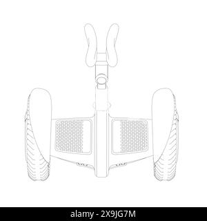 Kontur Gyroscooter Mini Segway Vektor Illustration. Cartoon isolierte persönliche elektrische intelligente Segway-Transport, modernes umweltfreundliches Fahrzeug mit Batterie und TW Stock Vektor