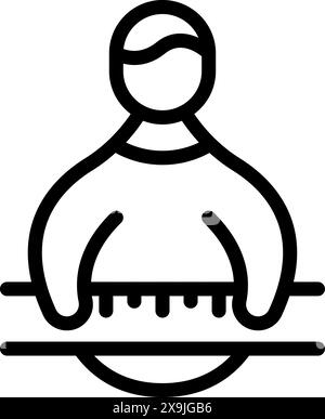 Ein minimalistisches Line-Art-Symbol, das eine Person in einem Pullover darstellt und eine moderne und schlichte Ästhetik aufgreift Stock Vektor