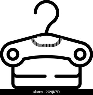 Stilvolle und elegante Line Art Kleiderbügel Vektor-Ikone in monochromem minimalistischem Design für Modeaufbewahrung und Organisation Stock Vektor