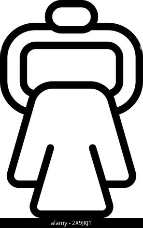 Feministische weibliche Icon Vektor-Illustration in minimalistischem Line Art Design für Toiletten-Beschilderung und Geschlechtergleichstellung, mit einer einfachen schwarz-weißen Silhouette einer Frau Stock Vektor