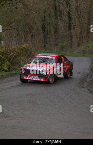 23/03/2024 Newhouse Farm, Littledale, Lancaster Ford Escort MK2 Red 2500 No 32 mit Darren Atkinson & Matthew Daniels Stockfoto