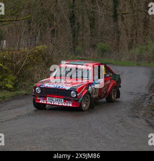 23/03/2024 Newhouse Farm, Littledale, Lancaster Ford Escort MK2 Red 2500 No 32 mit Darren Atkinson & Matthew Daniels Stockfoto